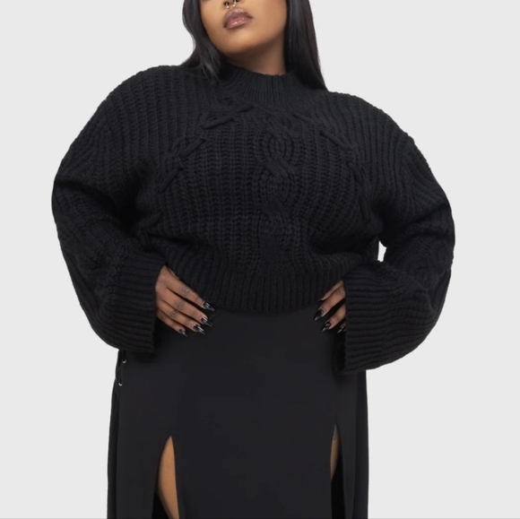 Killstar Black Cable Knit Sweater - Picture 7 of 9